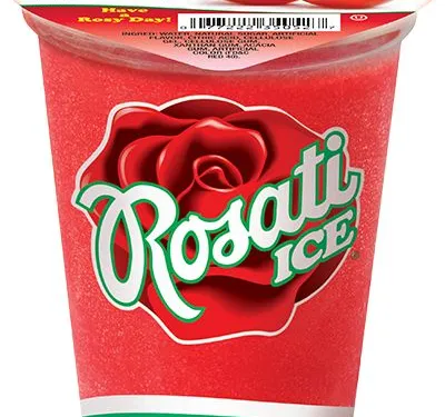 Rosati Cherry Italian Ice cups being served to guests at a summer block party